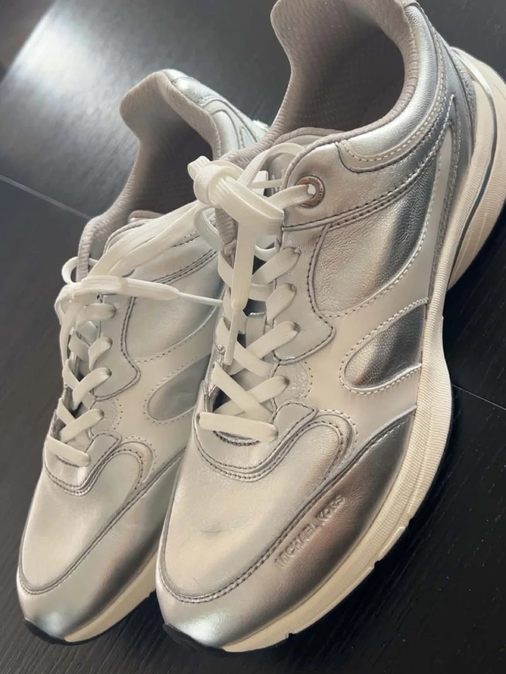 Michael Kors Silver Metallic Lace-Up Sneakers